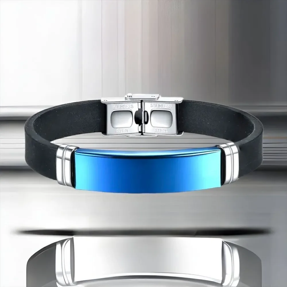 Titanium Steel l Leather Band l Blue, Black, Silver l Men’s Bracelet l New